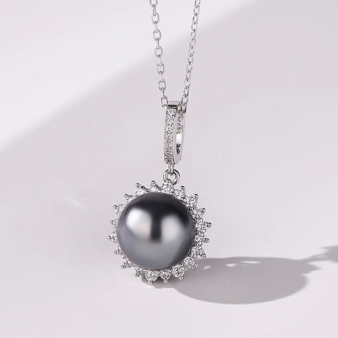 Tahitian Pearl Zirconia Sunflower Necklace